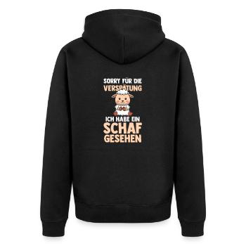 Schaf Schäfer Schäferei Bauer Landwirt Bauernhof S - Unisex Premium Bio Zip Hoodie - Schwarz - Hinten - Nico (187cm)