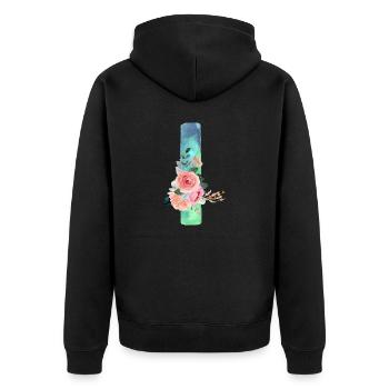 Lettre I watercolor - Veste à capuche bio Premium Unisexe - noir - Dos - Nico (187cm)
