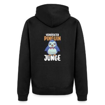 Pinguin - Unisex Premium Bio Zip Hoodie - Schwarz - Hinten - Nico (187cm)