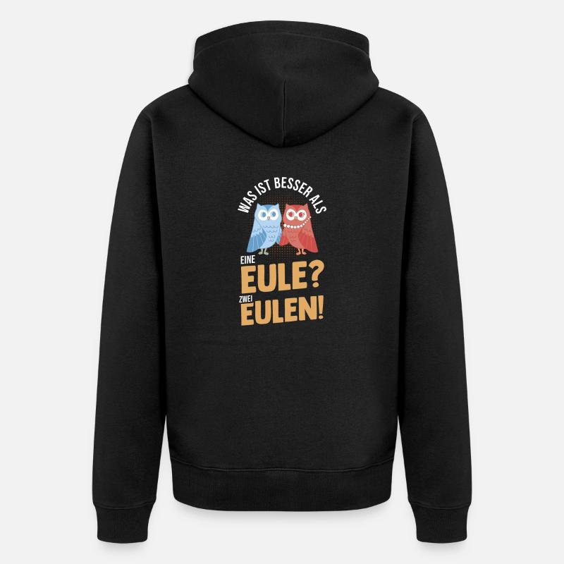Eulen - Unisex Premium Bio Zip Hoodie - Schwarz