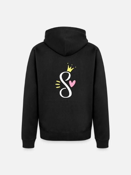 Buchstabe S Anfangsbuchstabe Krone - Unisex Premium Bio Zip Hoodie - Schwarz
