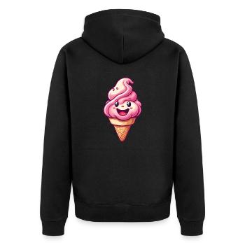 Smiling Ice Cream Creation - Unisex Premium Organic Zip Hoodie - black - Back - Nico (187cm)