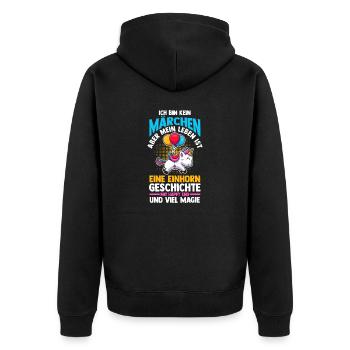 Unicorn - Unisex Premium Organic Zip Hoodie - black - Back - Nico (187cm)