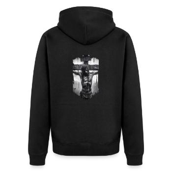 jesus bibel christliche religion christliches kreuz christlich - Unisex Premium Bio Zip Hoodie - Schwarz - Hinten - Nico (187cm)