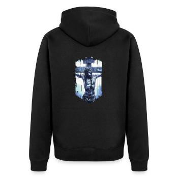 jesus bibel christliche religion christliches kreuz christlich - Unisex Premium Bio Zip Hoodie - Schwarz - Hinten - Nico (187cm)