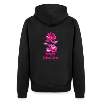 Aquarell Lotusblumen - Unisex Premium Bio Zip Hoodie - Schwarz - Hinten - Nico (187cm)