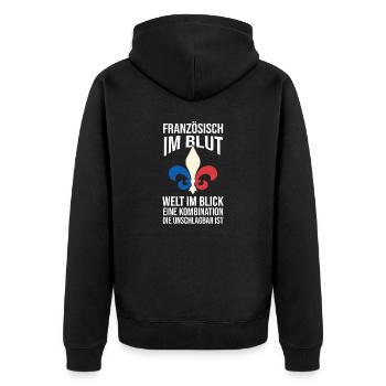 French French France - Unisex Premium Organic Zip Hoodie - black - Back - Nico (187cm)