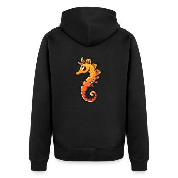seepferd seepferdchen - Unisex Premium Bio Zip Hoodie - Schwarz - Hinten - Nico (187cm)