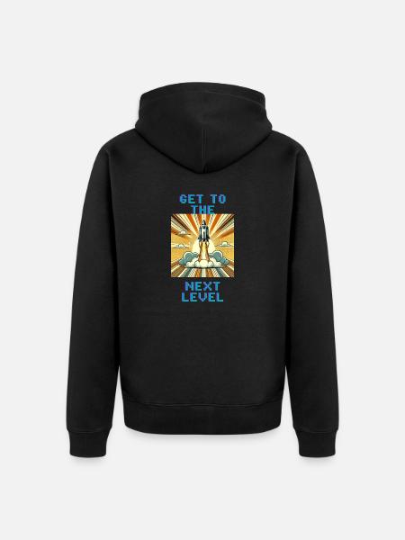 get to the next level - Unisex Premium Organic Zip Hoodie - black