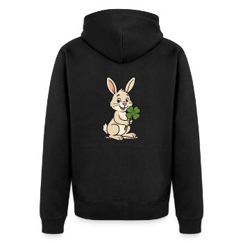 Rabbit Clover - Unisex Premium Organic Zip Hoodie - black - Back - Nico (187cm)
