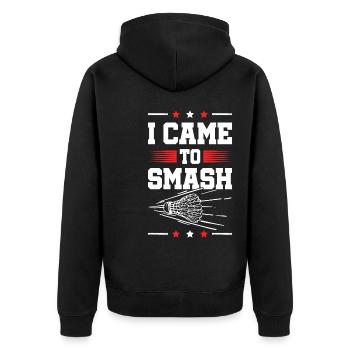 badminton smash - Unisex Premium Bio Zip Hoodie - Schwarz - Hinten - Nico (187cm)
