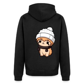 Alpaca Winter Animal Cute Comic - Unisex Premium Organic Zip Hoodie - black - Back - Nico (187cm)