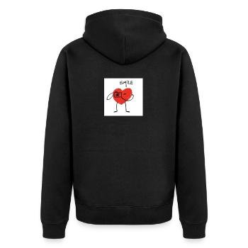 Coeur avec caméra dessin animé - Veste à capuche bio Premium Unisexe - noir - Dos - Nico (187cm)