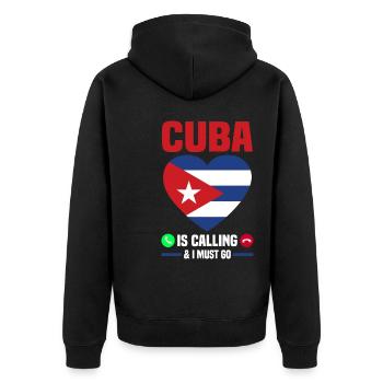 Kuba Flagge | Kubaner Kubanisch Karibik Geschenk - Unisex Premium Bio Zip Hoodie - Schwarz - Hinten - Nico (187cm)