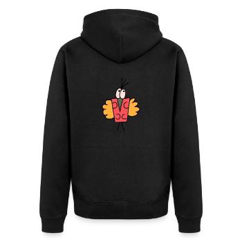 Schobbti Rot - Unisex Premium Bio Zip Hoodie - Schwarz - Hinten - Nico (187cm)