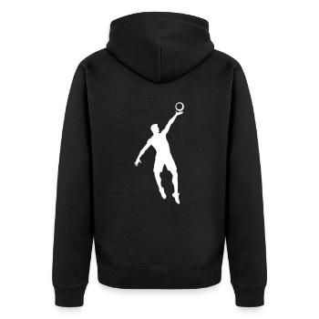 Volleyball Spieler Symbol - Unisex Premium Bio Zip Hoodie - Schwarz - Hinten - Nico (187cm)