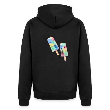 eis am stil,wassereis,buntes eis,sommer - Unisex Premium Bio Zip Hoodie - Schwarz - Hinten - Nico (187cm)