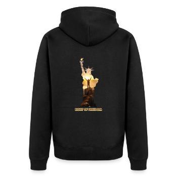 Light of Freedom - Unisex Premium Bio Zip Hoodie - Schwarz - Hinten - Nico (187cm)