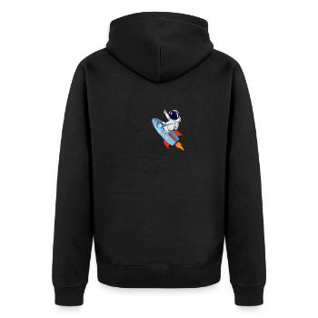 Astronaut to the moon! - Unisex Premium Organic Zip Hoodie - black - Back - Nico (187cm)