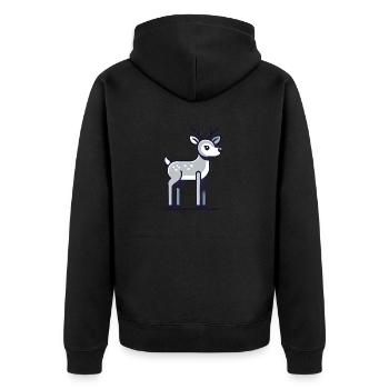 Rentier - Unisex Premium Bio Zip Hoodie - Schwarz - Hinten - Nico (187cm)