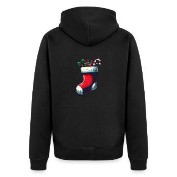 Weihnachtsstrumpf - Unisex Premium Bio Zip Hoodie - Schwarz - Hinten - Nico (187cm)