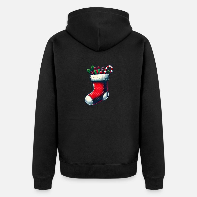 Weihnachtsstrumpf - Unisex Premium Bio Zip Hoodie - Schwarz