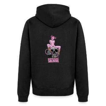 She-Devil 3 - Unisex Premium Bio Zip Hoodie - Schwarz - Hinten - Nico (187cm)