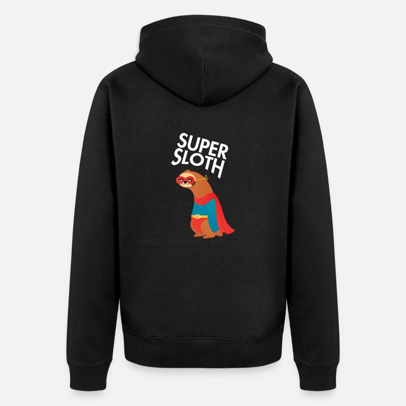 Sloth Superhero - Unisex Premium Bio Zip Hoodie - Schwarz