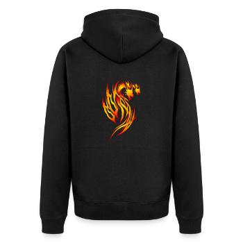 Roter Feuer-Drache - Unisex Premium Bio Zip Hoodie - Schwarz - Hinten - Nico (187cm)