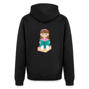 Schulanfang Maedchen 03 0225 - Unisex Premium Bio Zip Hoodie - Schwarz - Hinten - Nico (187cm)