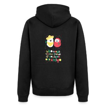 Amigos - beste Freunde - Unisex Premium Bio Zip Hoodie - Schwarz - Hinten - Nico (187cm)