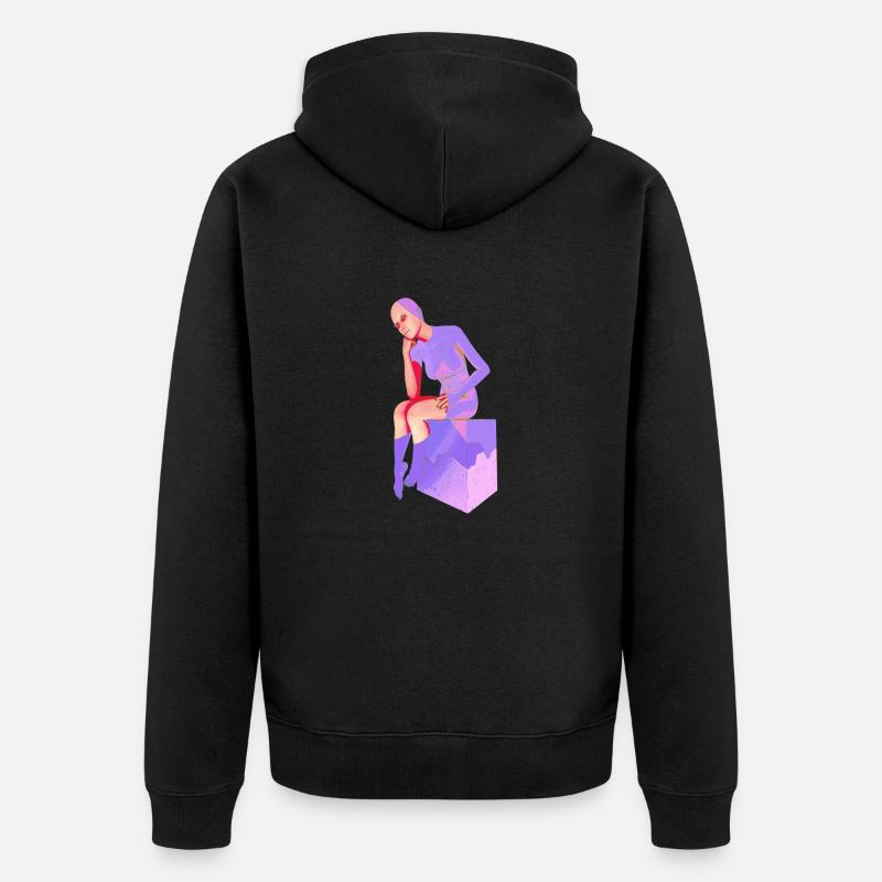 Le penseur, penseur féminin - Veste à capuche bio Premium Unisexe - noir
