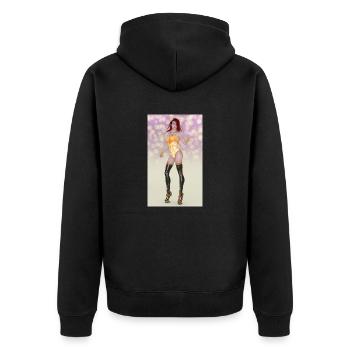 Sexy Frau mit Schabernack - Unisex Premium Bio Zip Hoodie - Schwarz - Hinten - Nico (187cm)