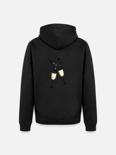 Sektglas Prost - Unisex Premium Bio Zip Hoodie - Schwarz