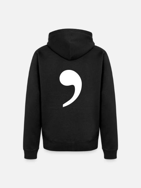 weißes Komma Trend Geschenkidee Interpunktion - Unisex Premium Bio Zip Hoodie - Schwarz