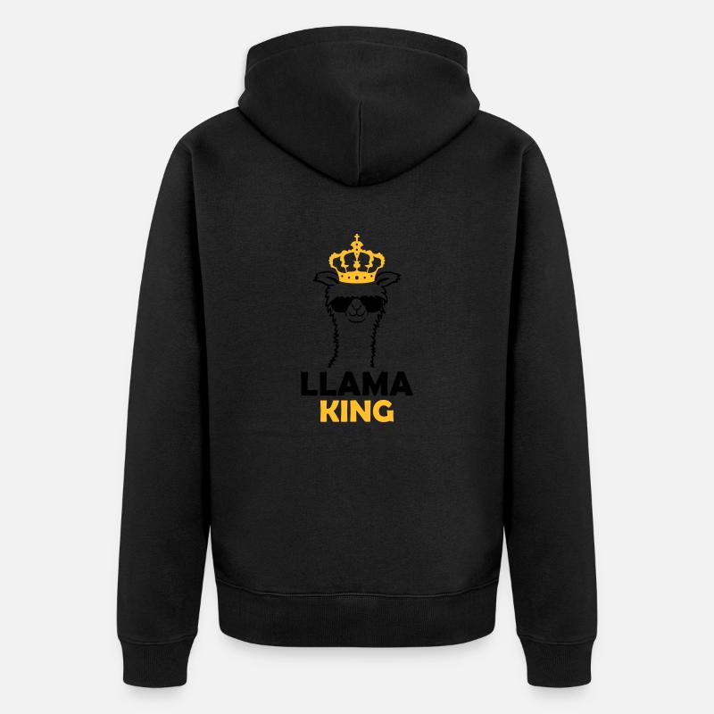 Llama King drôle de boss - Veste à capuche bio Premium Unisexe - noir