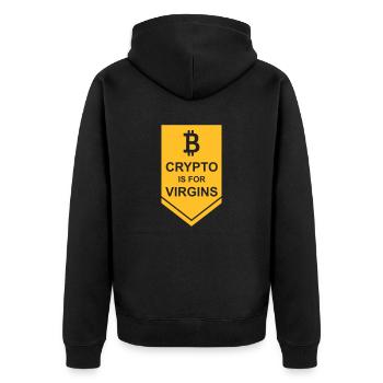 crypto is for virgins - Unisex Premium Organic Zip Hoodie - black - Back - Nico (187cm)