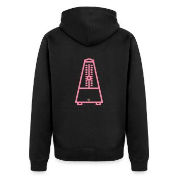 Metronom - Unisex Premium Bio Zip Hoodie - Schwarz - Hinten - Nico (187cm)