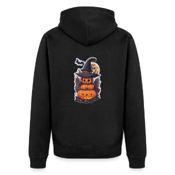 Helloween Pumpkin Monster - Unisex Premium Organic Zip Hoodie - black - Back - Nico (187cm)