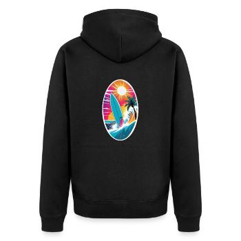Surfing Beach Palm Tree Sunshine Holidays - Unisex Premium Organic Zip Hoodie - black - Back - Nico (187cm)