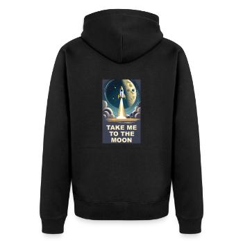 Bring mich zum Mond Vintage Space Rocket Start - Unisex Premium Bio Zip Hoodie - Schwarz - Hinten - Nico (187cm)
