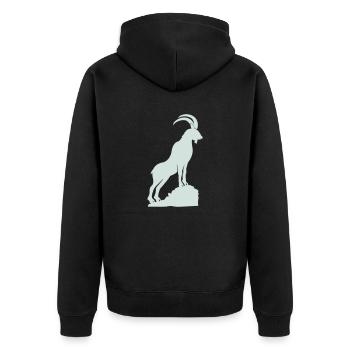 steinbock 01 - Unisex Premium Bio Zip Hoodie - Schwarz - Hinten - Nico (187cm)
