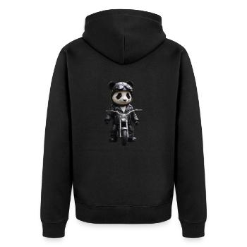 Biker Panda - Unisex Premium Bio Zip Hoodie - Schwarz - Hinten - Nico (187cm)