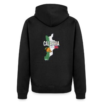 Kalabrien Italien Retro Region Landkarte Vintage - Unisex Premium Bio Zip Hoodie - Schwarz - Hinten - Nico (187cm)
