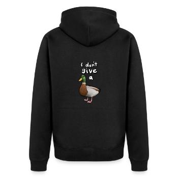 I don´t give a "duck" - Unisex Premium Bio Zip Hoodie - Schwarz - Hinten - Nico (187cm)