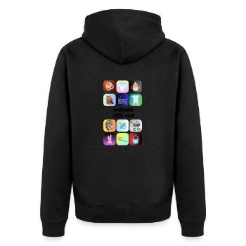 Bienvenue petit - Bébés Symboles - Veste à capuche bio Premium Unisexe - noir - Dos - Nico (187cm)