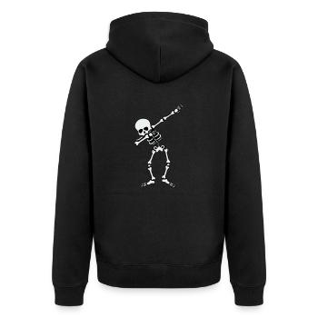 skull dabbing - Unisex Premium Bio Zip Hoodie - Schwarz - Hinten - Nico (187cm)
