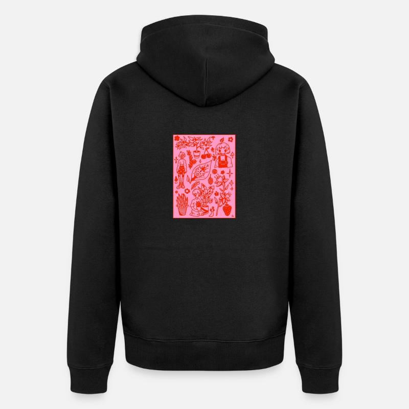 Concevoir des plantes en rose/rouge - Veste à capuche bio Premium Unisexe - noir