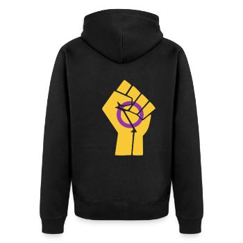 Intersex Pride Fist Design pour l’égalité - Veste à capuche bio Premium Unisexe - noir - Dos - Nico (187cm)