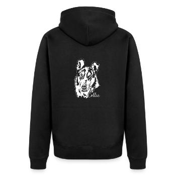 Collie à poil court Portrait chiens chien Wilsigns - Veste à capuche bio Premium Unisexe - noir - Dos - Nico (187cm)